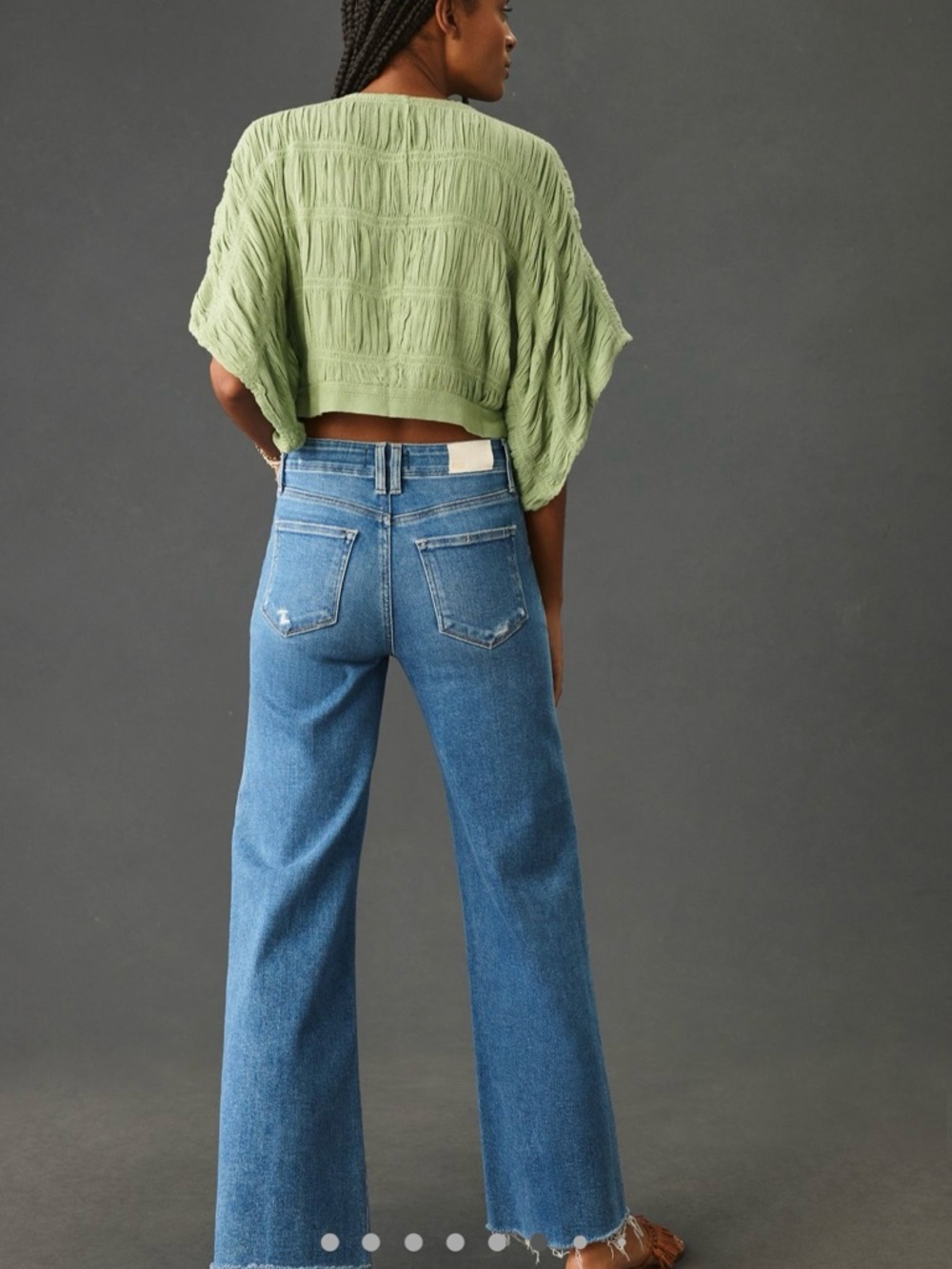 PAIGE Anessa Wide-Leg High-Rise Crop Jeans in Medium Blue Wash NWT - Picture 3 of 8
